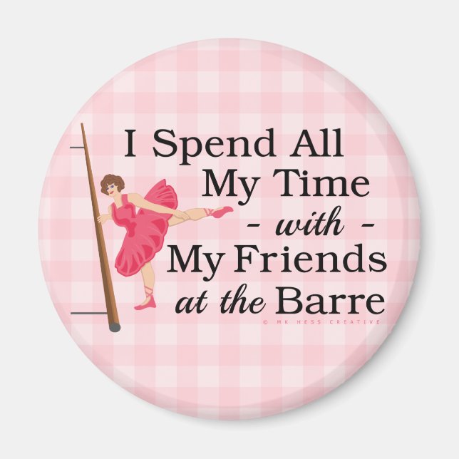 Íman Balé bonito Barre Funny Ballerina Dancer Gingham (Frente)