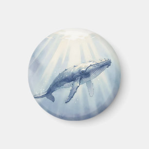 Íman Baleia Jubarte Aquarela Oceano