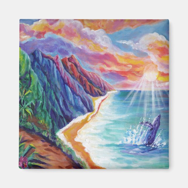 Íman Baleia-jubarte havaiana e Na Pali de Kauai (Frente)