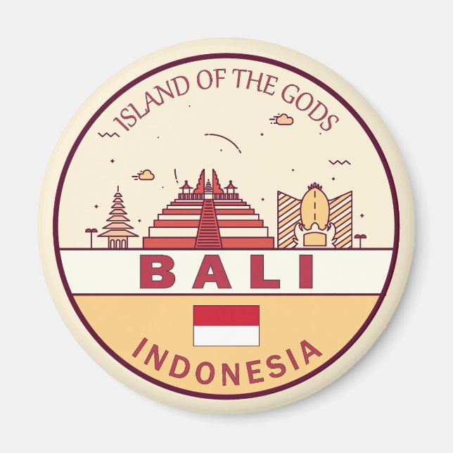 Íman Bali Indonesia Skyline Emblem (Frente)