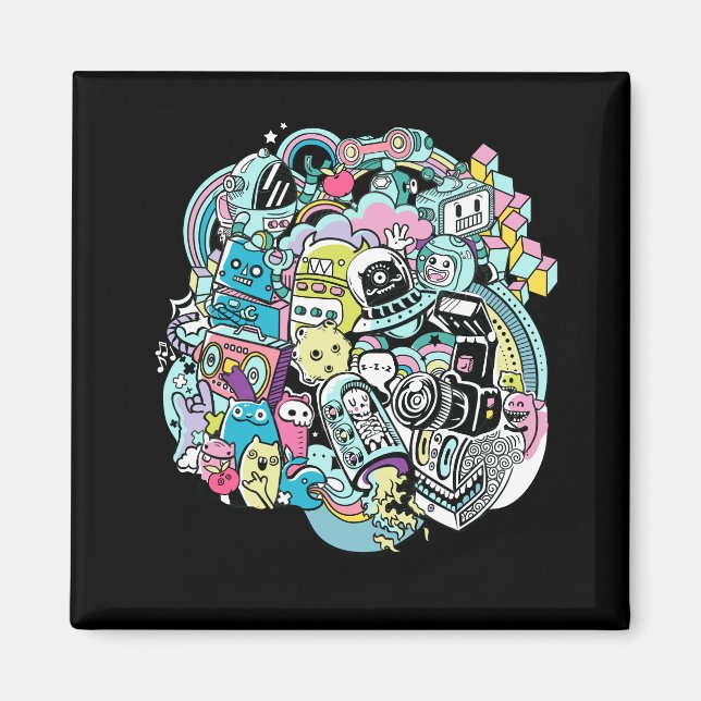 Íman Ball of Cartoon Robots (Frente)
