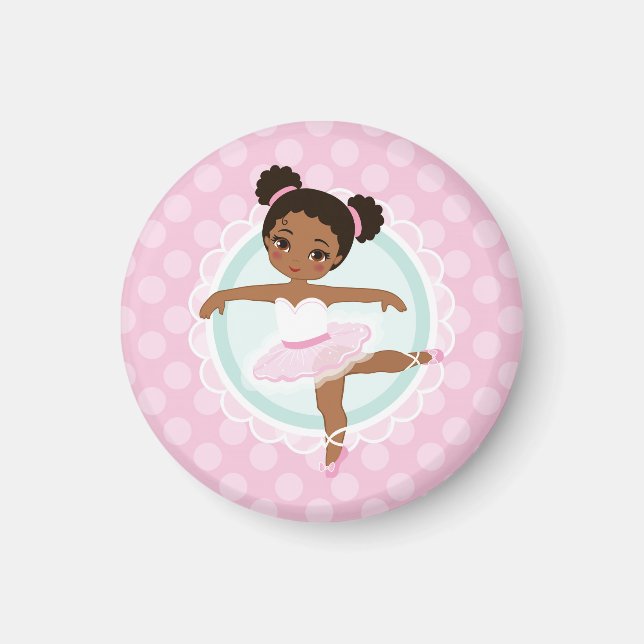 Íman Ballerina Afro-Americana - Dançarina Balé Rosa (Frente)