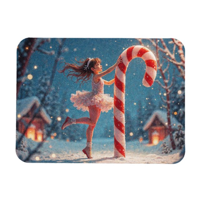 Íman Ballerina Anime Girl & Candy Cane Christmas (Horizontal)