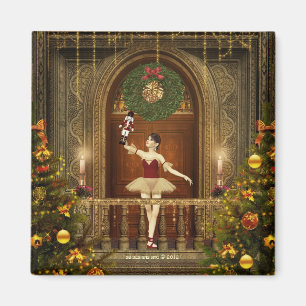 Íman Ballerina e Nutcracker Square Holiday Magnet