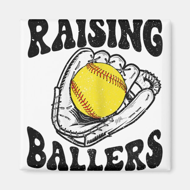 Íman Ballers Softball Mãe Baseball Dia de as mães Mãe P (Frente)