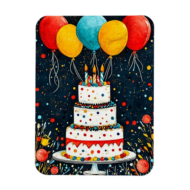 Íman Balões coloridos de aniversário (Vertical)