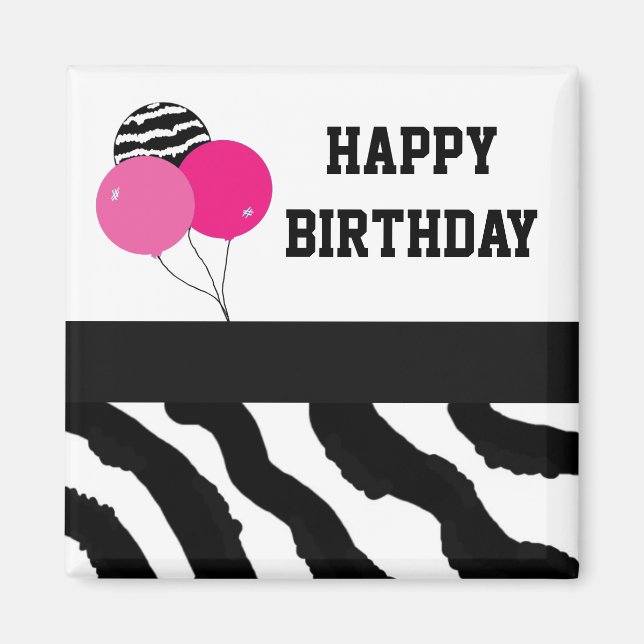 Íman Balões de Aniversário com Estampa de Zebra (Frente)