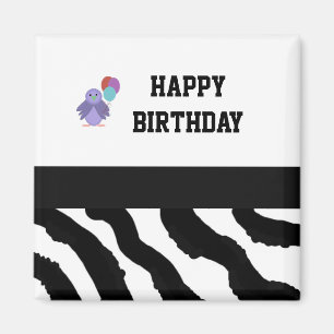 Íman Balões de Aniversário e Pássaro com Estampa de Zeb