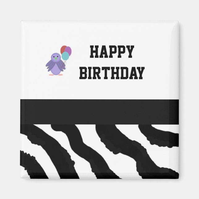 Íman Balões de Aniversário e Pássaro com Estampa de Zeb (Frente)