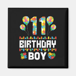Íman Balões de Coração de Puzzle Feliz Aniversário Auti