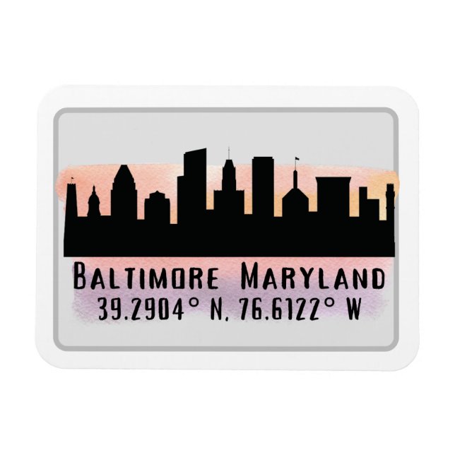 Íman Baltimore Skyline Latitude e Longitude (Horizontal)