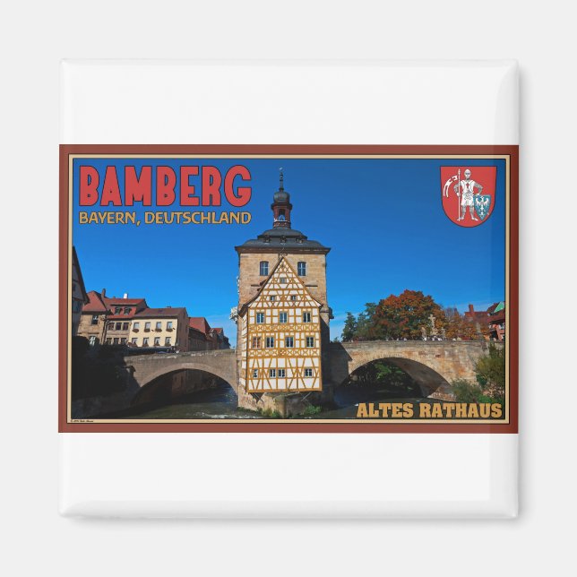 Íman Bamberg - Paisagem de Altes Rathaus (Frente)