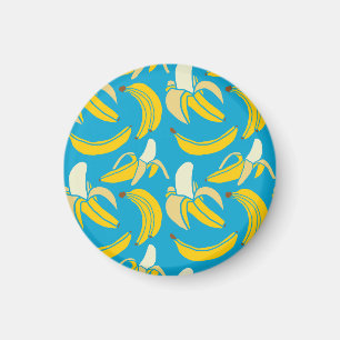 Íman Bananas amarelas, padrão de fundo azul