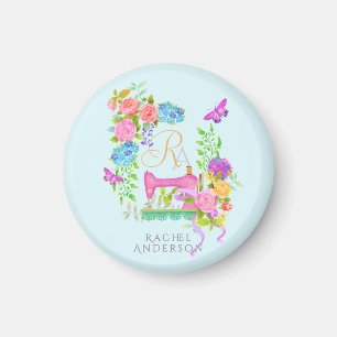 Íman Banda de costura Monograma Floral Chaveiro