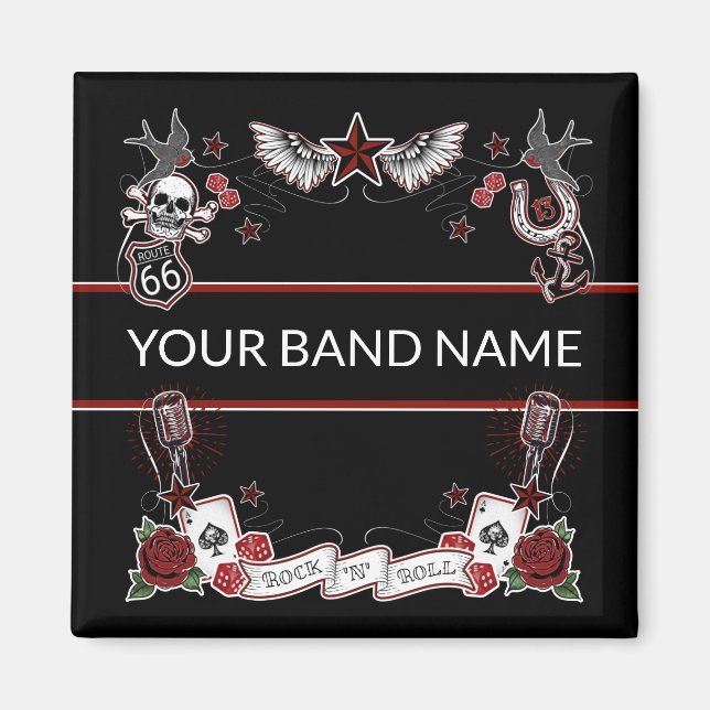 Íman Banda Personalizada Merch Rockabilly Rock & Roll M (Frente)