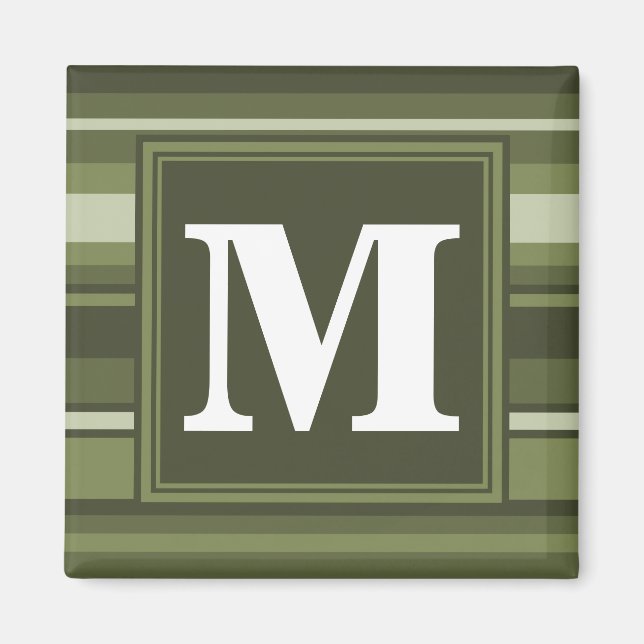 Íman Banda verde de azeitona monograma (Frente)