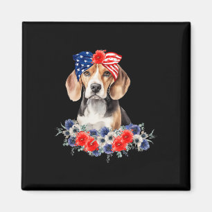 Íman Bandana de Cachorro Beagle Bandeira Americana 4 de