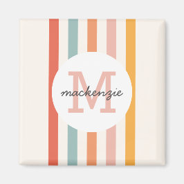 Íman Bandas Coloridas Retroativas Monogramas Personaliz