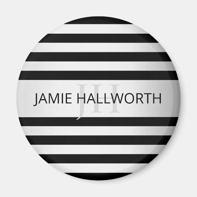 Íman Bandas de Ombre Silver Faux Contemporâneas & Preta (Frente)