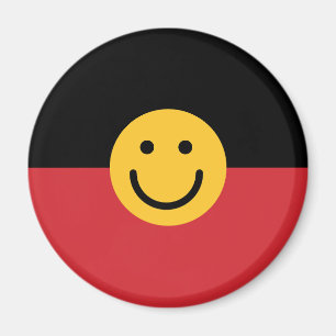 Íman Bandeira aborígene australiana com rosto de sorris