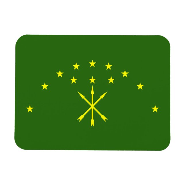 Íman Bandeira Adygea Patriótica (Horizontal)