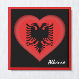Íman Bandeira albanesa e Heart Albânia feriado/esporte