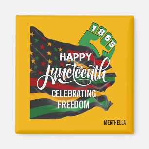 Íman Bandeira Amarela do JUNETEENTH Afro-Americano
