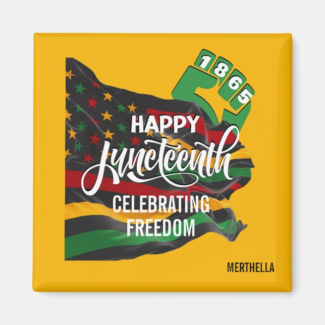 Íman Bandeira Amarela do JUNETEENTH Afro-Americano (Frente)