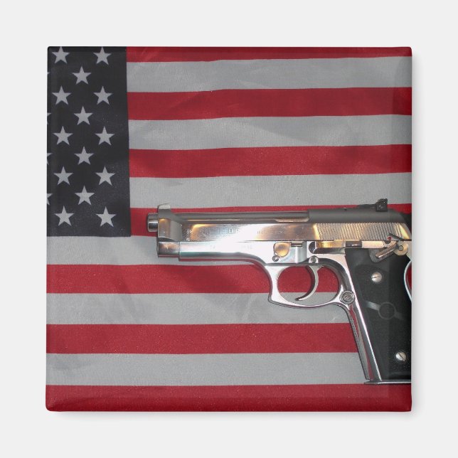 Íman Bandeira Americana e Arma Magnet (Frente)