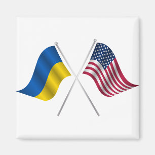 Íman Bandeira americana e bandeira ucraniana