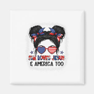 Íman Bandeira Americana Ela Ama Jesus E América Também