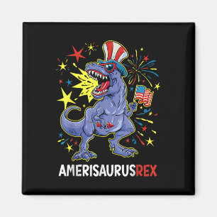 Íman Bandeira Americana Em 4 De Julho T Rex Dinosaur Am