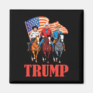 Íman Bandeira Americana Equipe Trump Cowboy Montando Ca