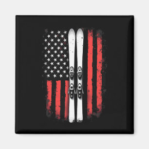 Íman Bandeira Americana Esqui Alpino Esquiador _1