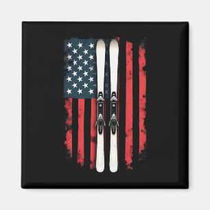Íman Bandeira Americana Esqui Alpino Esquiador _2