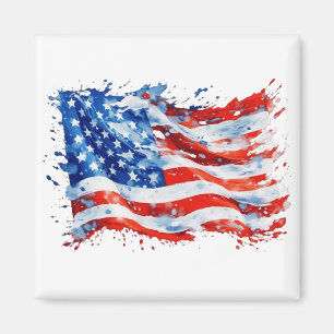 Íman Bandeira Americana EUA Aquarela 4 de Julho