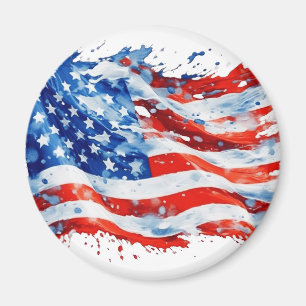 Íman Bandeira Americana EUA Aquarela 4 de Julho