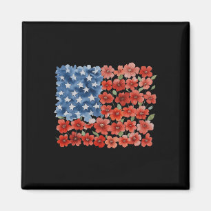 Íman Bandeira Americana Flor Retro Usa Patriótica 4 De