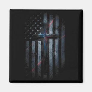 Íman Bandeira Americana Grunge E Cruz Fé Família Liberd