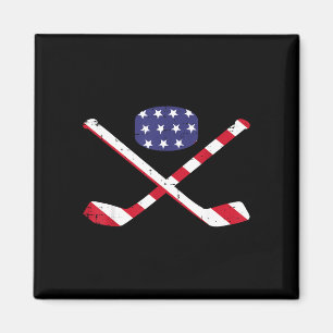 Íman bandeira americana hóquei no gelo stick puck vinta