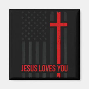 Íman Bandeira Americana Masculina Jesus Te Ama Fé Crist