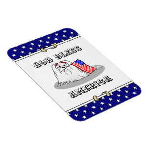 Íman Bandeira Americana Patriótica USA Cão Maltês - Cac