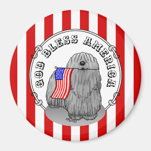 Íman Bandeira Americana Patriótica USA Puli Dog (cinza)