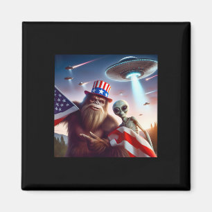 Íman Bandeira Americana Sasquatch com Alienígena Ufo Bi