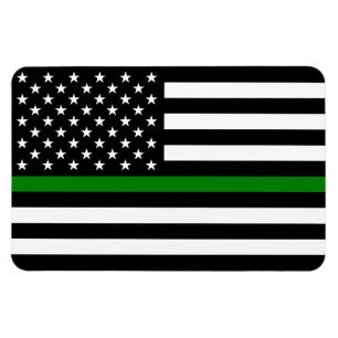 Íman Bandeira Americana Thin Green Line Militares e Vet