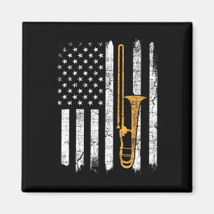 Íman Bandeira Americana Trombone EUA - Trombonista Músi