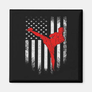 Íman Bandeira Americana Vintage EUA Lutador de MMA Kick