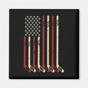 Íman Bandeira Americana Vintage Usa Amante de Hóquei no