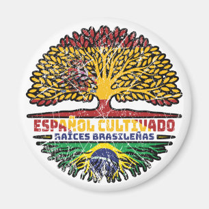 Íman Bandeira Brasil Espanha Árvore Raízes