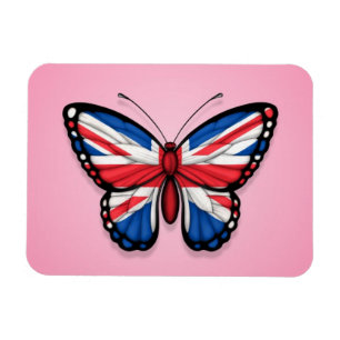 Íman Bandeira britânica da borboleta no rosa